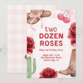 Girl's Two Dozen Roses Western Birthday 招待状 (正面/裏面)