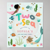 Girls Two the Sea Mermaid Splash Welcome Sign ポスター (正面)