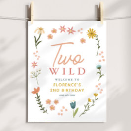 Girls Two Wild Boho Birthday Welcome Sign ポスター