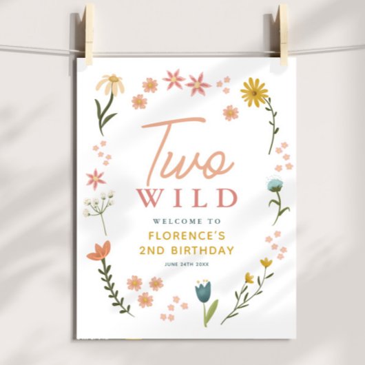 Girls Two Wild Boho Birthday Welcome Sign ポスター