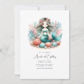 Girls Under the Sea Mermaid Birthday Party 招待状 (正面)