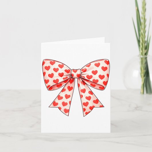 Girls Valentine Heart Bow Cute Valentines Day Teen カード (正面)