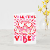 Girls Valentines Day Cute Smile Face Valentine Vib カード (黄色い花)
