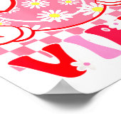 Girls Valentines Day Cute Smile Face Valentine Vib ポスター (角)