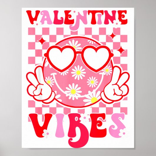 Girls Valentines Day Cute Smile Face Valentine Vib ポスター (正面)