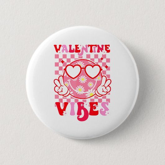 Girls Valentines Day Cute Smile Face Valentine Vib 缶バッジ (正面)