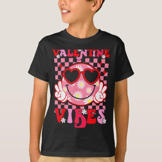 Girls Valentines Day Cute Smile Face Valentine Vib Tシャツ (正面)