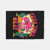 Girls Valentines Day Hearts Yeah Sure Okay Western フリースブランケット (正面(横))