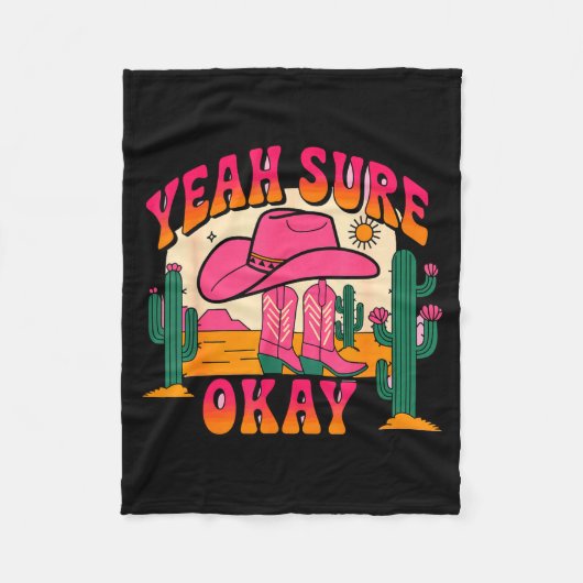 Girls Valentines Day Hearts Yeah Sure Okay Western フリースブランケット (正面)