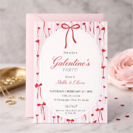 Girls Valentine's Day Invite Pink & Red 招待状