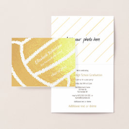 Girl's volleyball athlete graduation party gold 箔カード