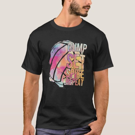 Girls Volleyball Bump Set Spike Repeat Volleyball  Tシャツ (正面)