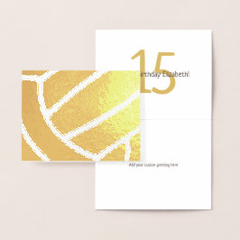 Girl's volleyball happy birthday gold foil card 箔カード