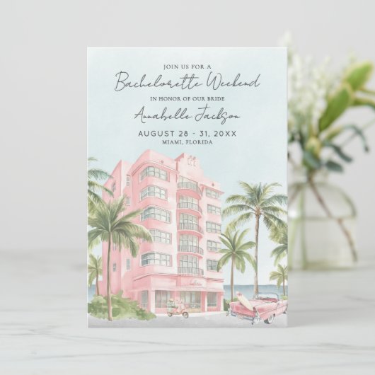 Girls Weekend Miami Beach Bachelorette Party 招待状 (スタンド正面)