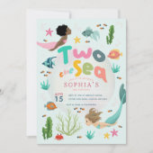 Girls Whimsical Mermaid Two The Sea 2nd Birthday 招待状 (正面)