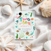 Girls Whimsical Mermaid Two The Sea 2nd Birthday 招待状