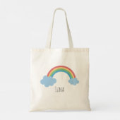 Girls Whimsical Trendy Rainbow Kids Cartoon Name トートバッグ (裏面)