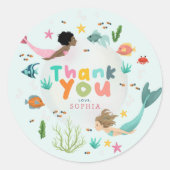Girls Whimsical Two the Sea Mermaid Birthday Favor ラウンドシール (正面)