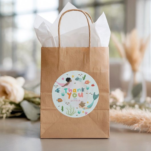Girls Whimsical Two the Sea Mermaid Birthday Favor ラウンドシール