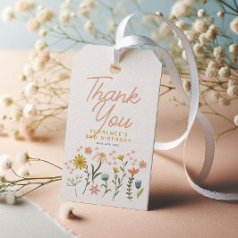 Girls Whimsical Two Wild Boho Wildflower Birthday ギフトタグ