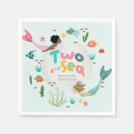 Girls Whimsical Under the Sea Splash 2nd Birthday スタンダードカクテルナプキン