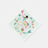 Girls Whimsical Under the Sea Splash 2nd Birthday スタンダードカクテルナプキン (角)