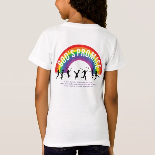 Girl's White T-Shirt Promise Rainbow w(ロゴ付き) Tシャツ (裏面)