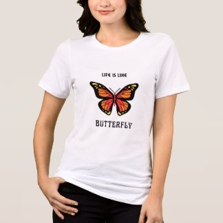 Girls white T-shirt with butterfly design  トライブレンドＴシャツ