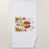 Girls Women Mom Cavalier King Charles Spaniel Dog ビーチタオル (正面)