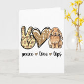 Girls Womens Peace Love Mini Holland Lop Bunny Rab カード (黄色い花)