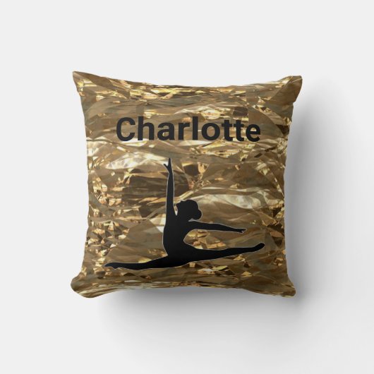 Girls Xcel金ゴールド体操パーソナライズされた体名/年 クッション (正面)