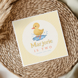 Girls Yellow Summer Farm Duck Toddler Birthday スタンダードカクテルナプキン