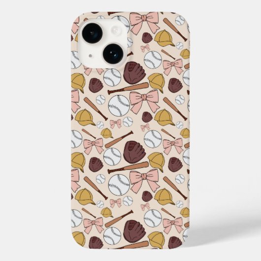 Girly Baseball Bow Pattern Phone Case Case-Mate iPhoneケース (裏面)