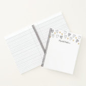 Girly Black Gold Heart Feminine Script ノートブック (内部)