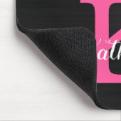 Girly Black Hot Pink Glitter Drips Monogram Name マウスパッド (コーナー)