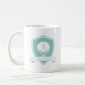Girly Blue Green Modern Name Initial Monogram コーヒーマグカップ (左)