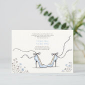 Girly Blue Heels Bridal Shower Enclosure Card エンクロージャーカード (スタンド正面)