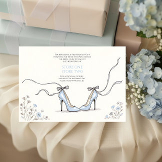 Girly Blue Heels Bridal Shower Enclosure Card エンクロージャーカード