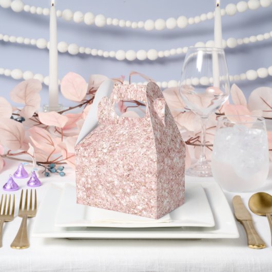 Girly Blush Pink Glitter フェイバーボックス (ウェディング)