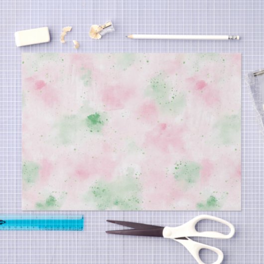 Girly Blush Pink Green Abstract Birthday 薄葉紙 (クラフト)
