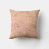 Girly Blush Pink Peach Gold Leopard Animal クッション (裏面)