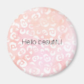 Girly Blush Pink Peach Gold Leopard Animal マグネット (正面)