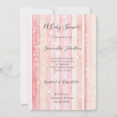 Girly Blush Pink Stripes White Dots Baby Shower 招待状 (正面)
