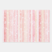 Girly Blush Pink Stripes White Dots Birthday ラッピングペーパーシート (正面)