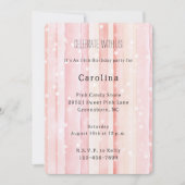 Girly Blush Pink Stripes White Dots Birthday 招待状 (正面)