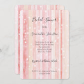 Girly Blush Pink Stripes White Dots Bridal Shower 招待状 (正面/裏面)