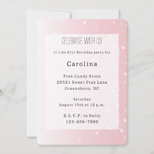 Girly Blush Pink White Dots Birthday 招待状 (正面)