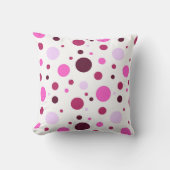Girly Bright bold pink polka dot pillow クッション (正面)