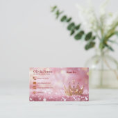 Girly Business Trendy Glitter Elegant Crown QRCode 名刺 (スタンド正面)