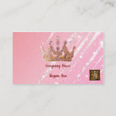 Girly Business Trendy Glitter Elegant Crown QRCode 名刺 (裏面)